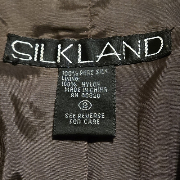 Y2K Silkland 100% Pure Silk Brown Trenchcoat Overcoat Women's 8 Lined 2 Pockets - Picture 12 of 13